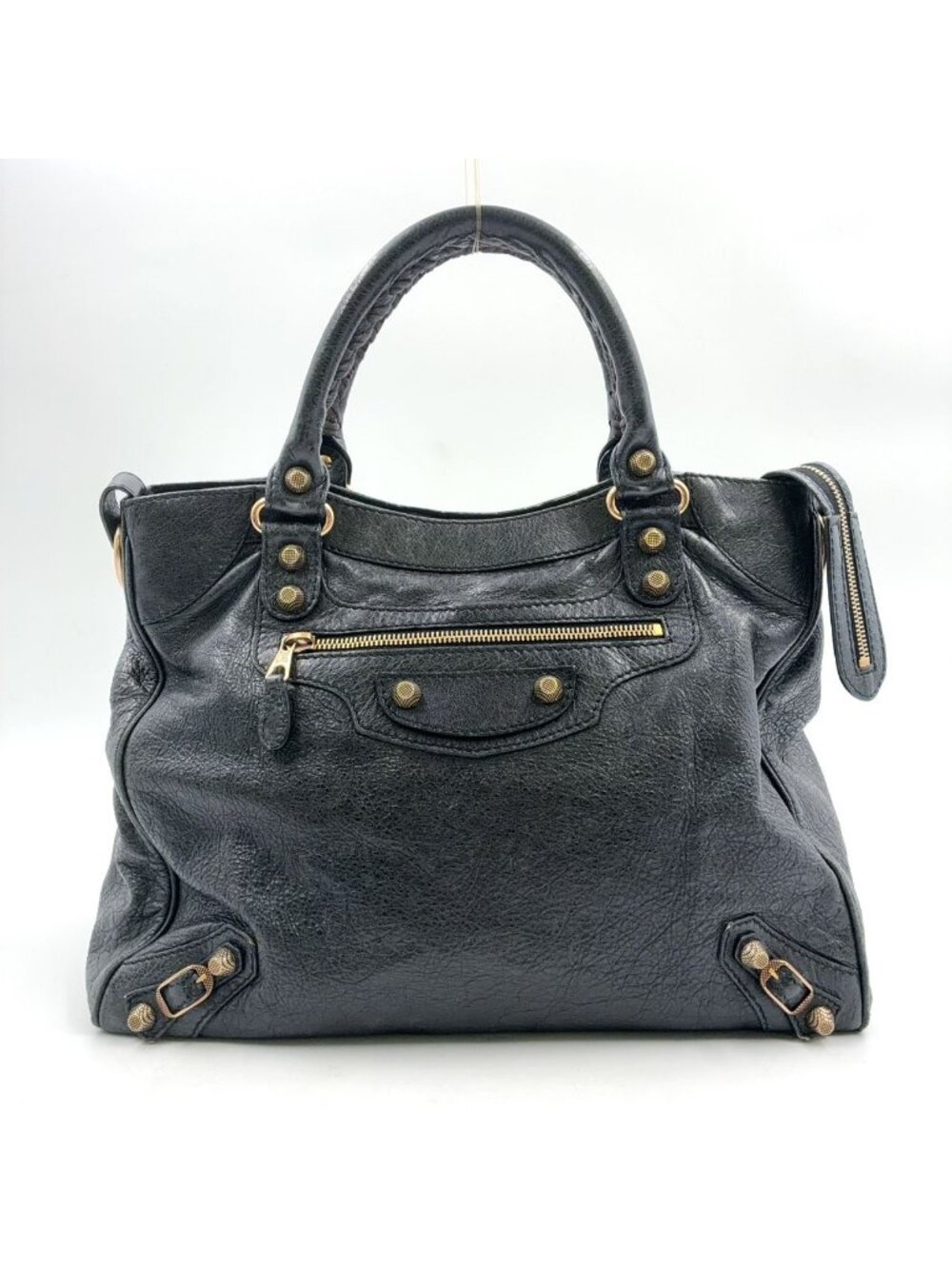 Balenciaga Giant City Leather Black Handbag Gold